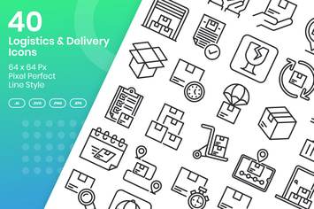 40 Logistics & Delivery Icons Set - Line