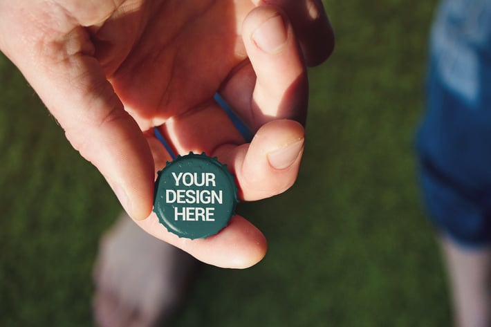 Top View Beer Cap Hand Mockup