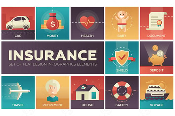 Types of Insurance - modern flat design icons
