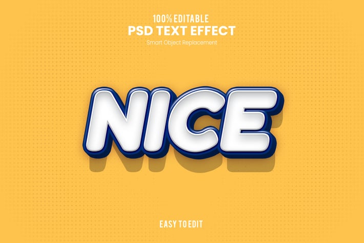 Nice- Playful 3D PSD Text Effect