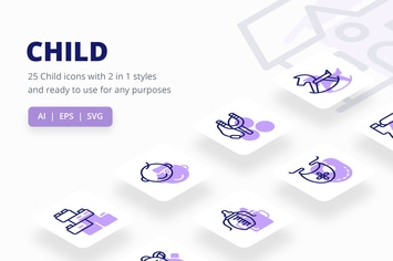 Child Icons (Line and Solid)