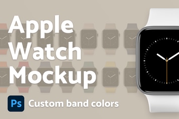 Apple Watch with custom colors of band PSD Mockup