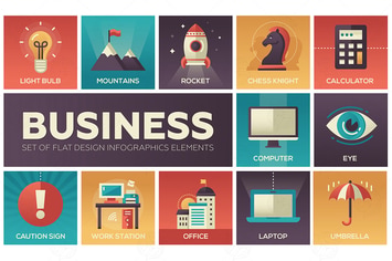 Business - set of flat design style elements