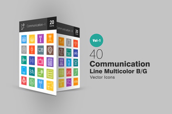 40 Communication Line Multicolor Icons