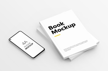 Book & 4A Phone Mockup
