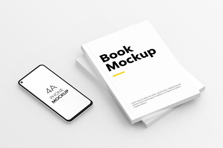 Book & 4A Phone Mockup