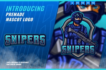 Blue Sniper - Mascot Esport Logo Template