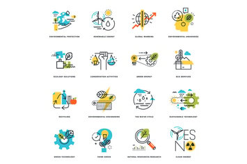 Set of Flat Line Design Icons