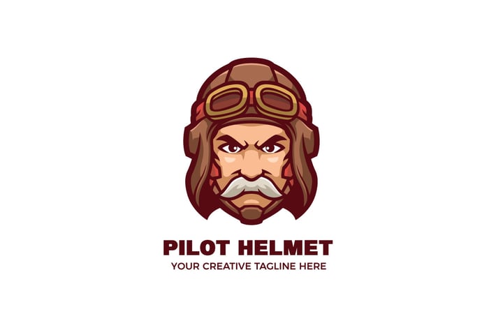 Old Man Wear Vintage Pilot Helmet Mascot Logo