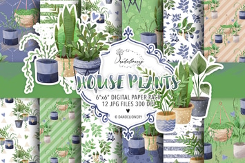 House Plants digital paper pack