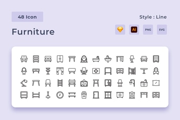 Meuble Outline Style Icon Pack