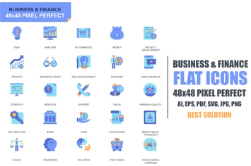 Simple Set Business and Finance Flat Icons
