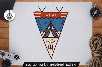 Camping Pennant Badge Vector Retro Graphic Logo