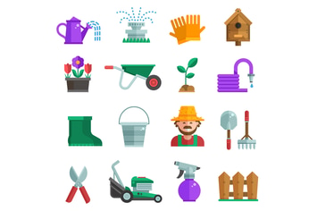 Spring Gardening Icons in Flat Design