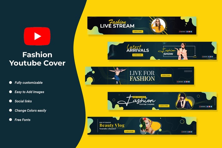 Fashion YouTube Channel Banners Template