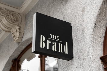 Outdoor Hanging Logo Sign Mockup #9