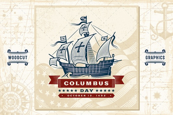Vintage Columbus Day Label