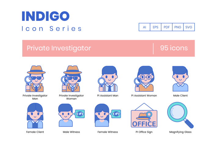 95 Private Investigator Line Icons