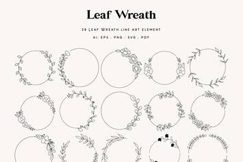 29 Leaves Wreath  and Laurels Element