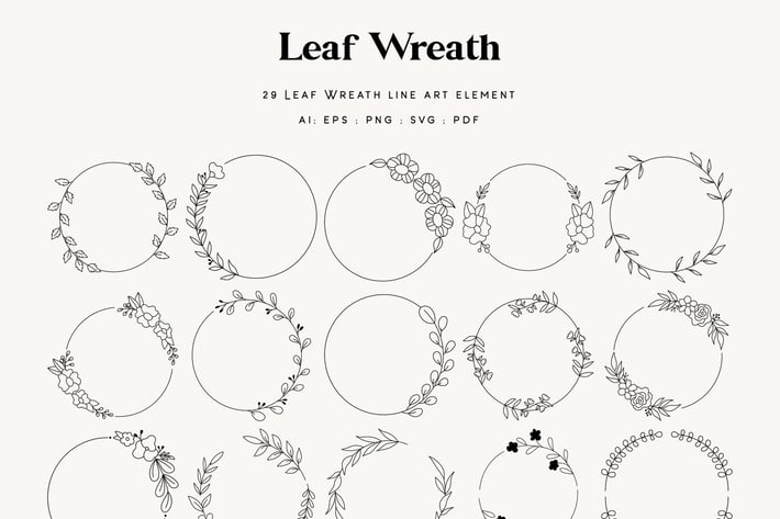 29 Leaves Wreath  and Laurels Element