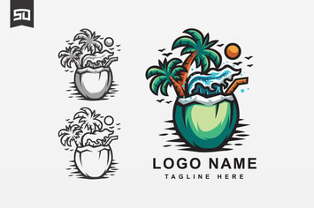 Wave Coconut Logo Design