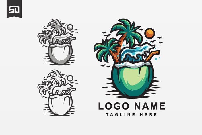 Wave Coconut Logo Design