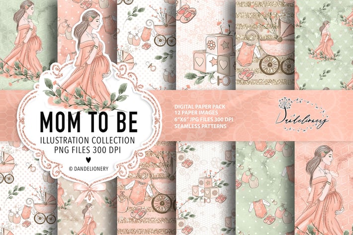 Mom to be Maternity digital paper pack