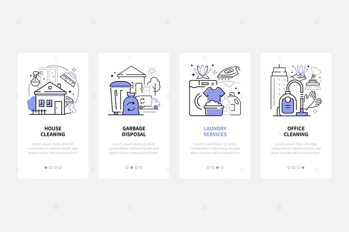 Cleaning Services - Modern Line Design Style Icons