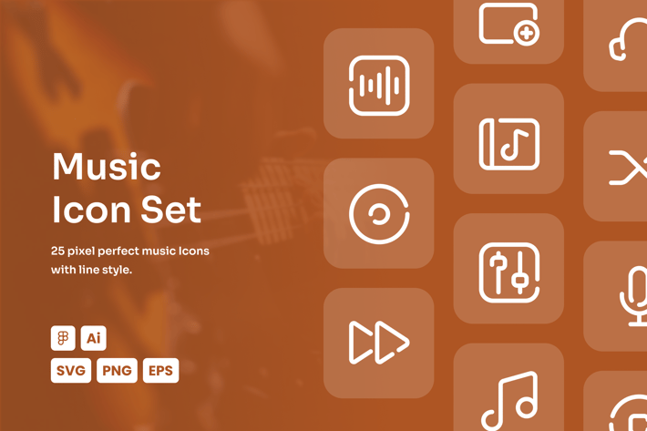 Music Dashed Line Icon Set