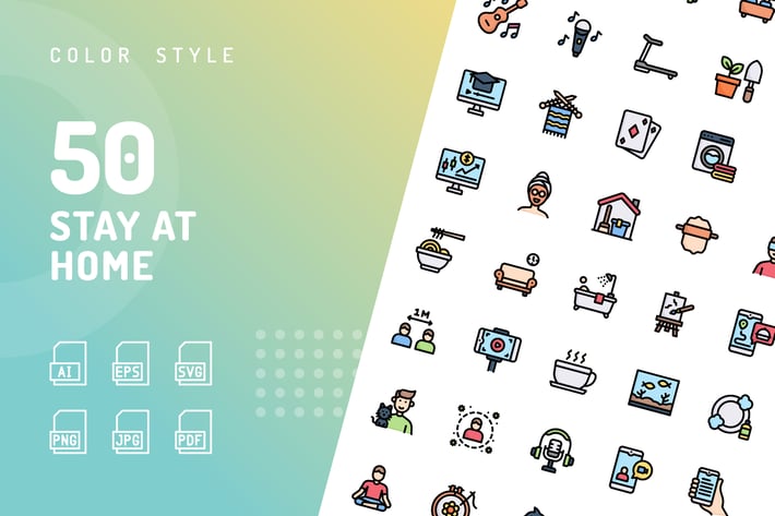 Stay At Home Color Icons