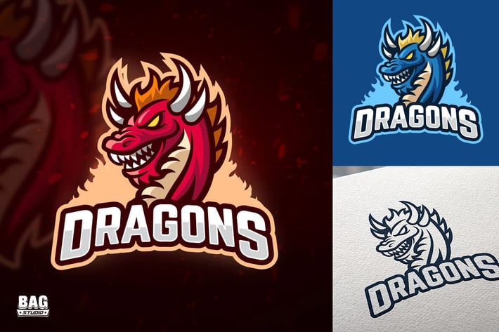 Red Dragon Esport Logo Template