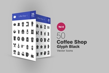 50 Coffee Shop Glyph Icons