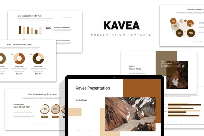 Kavea : Brown Color Tone Pitch Deck Keynote