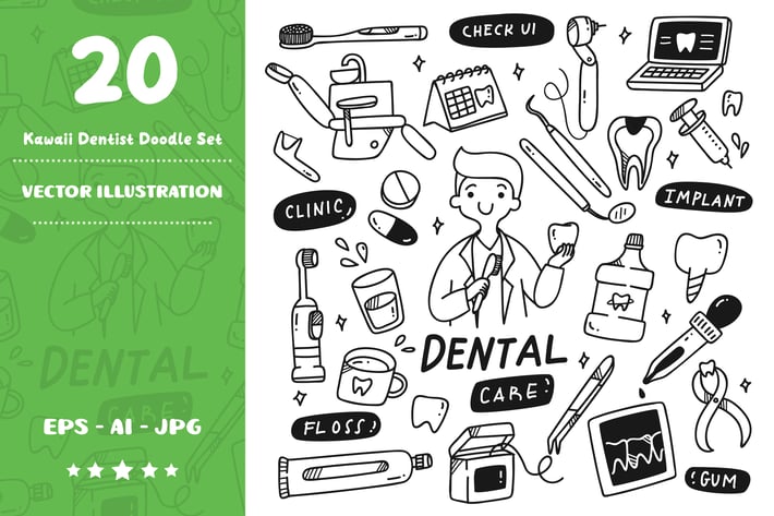 Kawaii Dentist Doodle Set