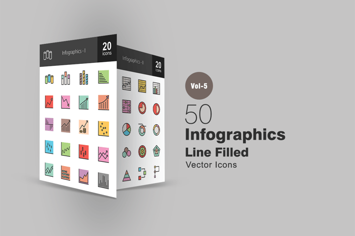 40 Infographics Line Filled Icons
