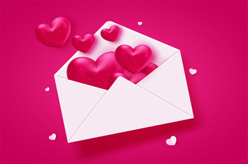 Valentine Hearts in Red Background
