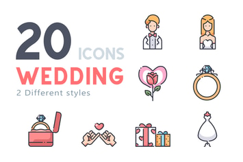 20 Wedding icon set
