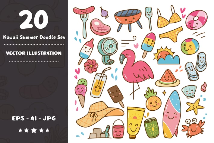 Kawaii Summer Doodle Set