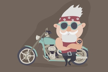 My grandfather forever young biker. Vector 