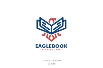 Eagle and Book Line Art Style Logo