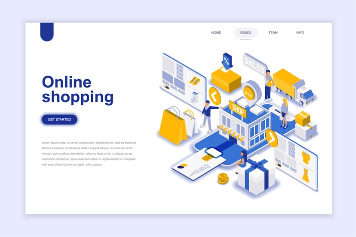 Online Shopping Isometric Landing Page