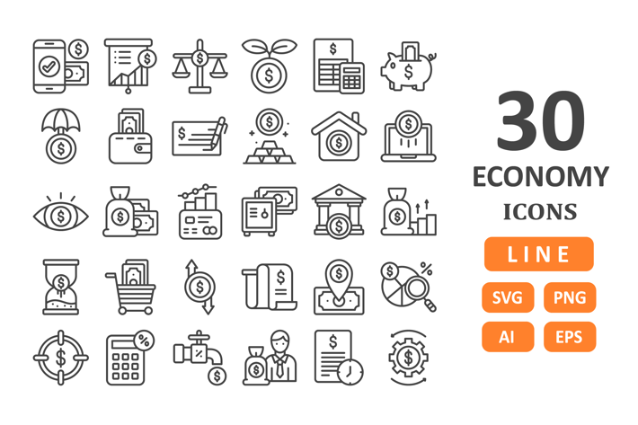 30 Economy Icons - Line