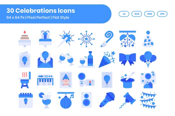 30 Celebrations Icons Set - Flat