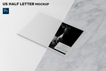 US Half Letter Cover Brochure Mockup 45 Degree