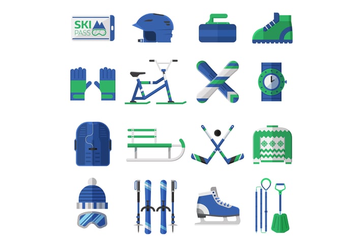Winter Sports Equipment Icons