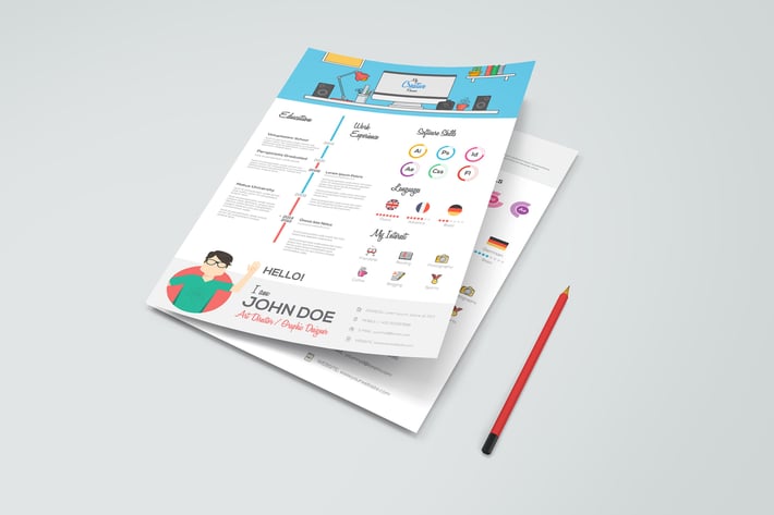 Simple Flat Resume with Infographics