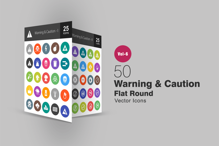50 Warning & Caution Glyph Multicolor BG Icons