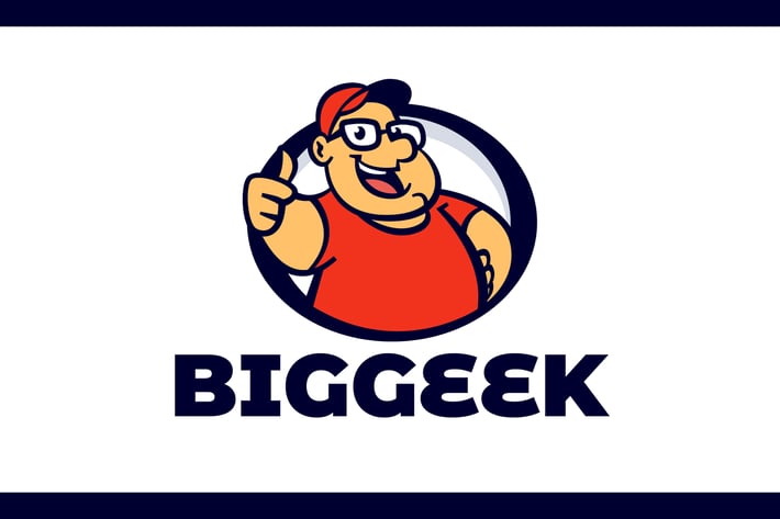 Cartoon Funny Big Geek Character Mascot Logo