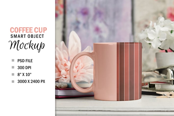 Pretty Coffee Cup Mug Mockup PSD