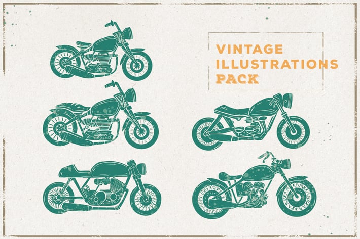 Vintage Motocycle Illustration Pack
